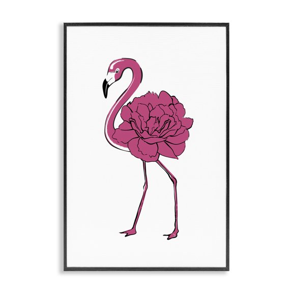 Stupell Industries Flamingo Rose Petal Body Animals & Insects Painting Black Framed Art Print Wall Art, 12 x 18