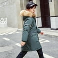thumbnail image 2 of Mercatoo Hooded Puffer Jacket for Boys Girls 𝗙𝘂r Hood Zip Up Thicken Windproof Down Coat Winter Warm Mid Length Parka, 2 of 6