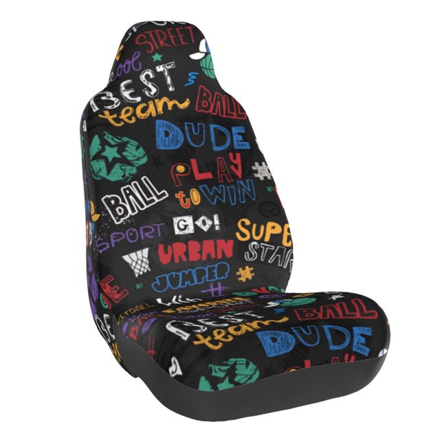 Wukai Basketball Full Set Car Seat Covers with Soft Padding Universal Auto Front Seats Protector and Cushion Mat