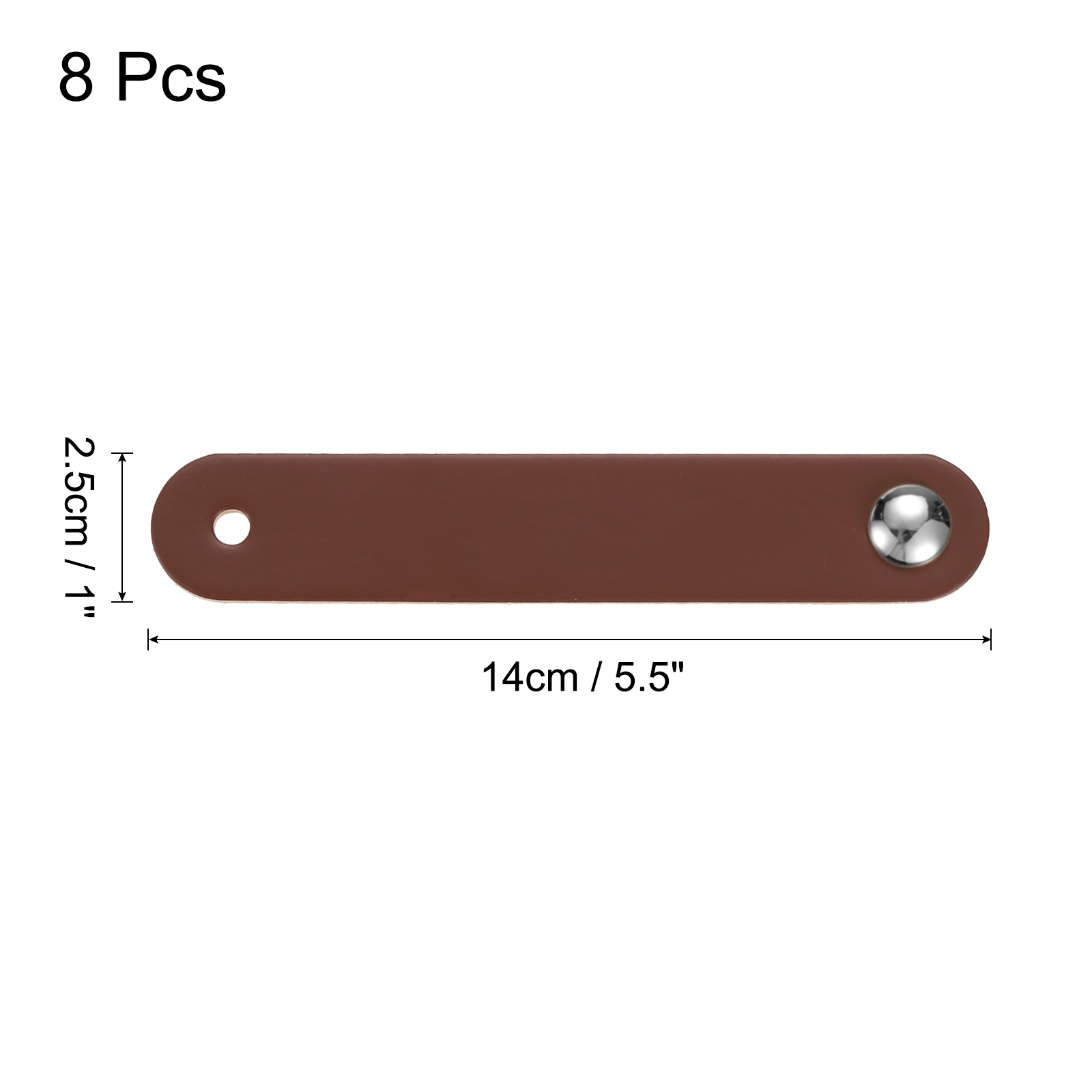 Unique Bargains Leather Pulls Single Hole Leather Knobs for Dressers Brown/Silver