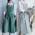 thumbnail image 4 of ENJOYW Women Men Work Kitchen Flower Coffee Shop Solid Soft Washed Cotton Apron Apron, 4 of 7