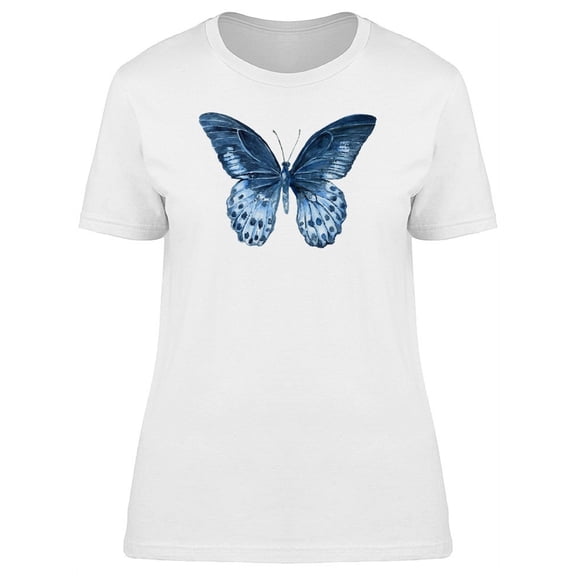 Blue Tropical Moth T-Shirt Women -Image by Shutterstock, Female XX-Large