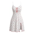 thumbnail image 5 of Wensltd Women Heart Print Nightgown Cami V Neck Nightdress Bow Side Slit Soft Comfy Indoor Sleep Dress, 5 of 5