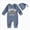 A48-Blue, variant on Baby Romper with Hat Clothes Set, Long Sleeve Newborn Infant Baby Bodysuit