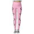 thumbnail image 4 of Women Valentine's Day Leggings Casual Solid with Side Heart Print Trousers Slim Elastic High Wais Stretch Long Boot Pants A-Pink XL, 4 of 4
