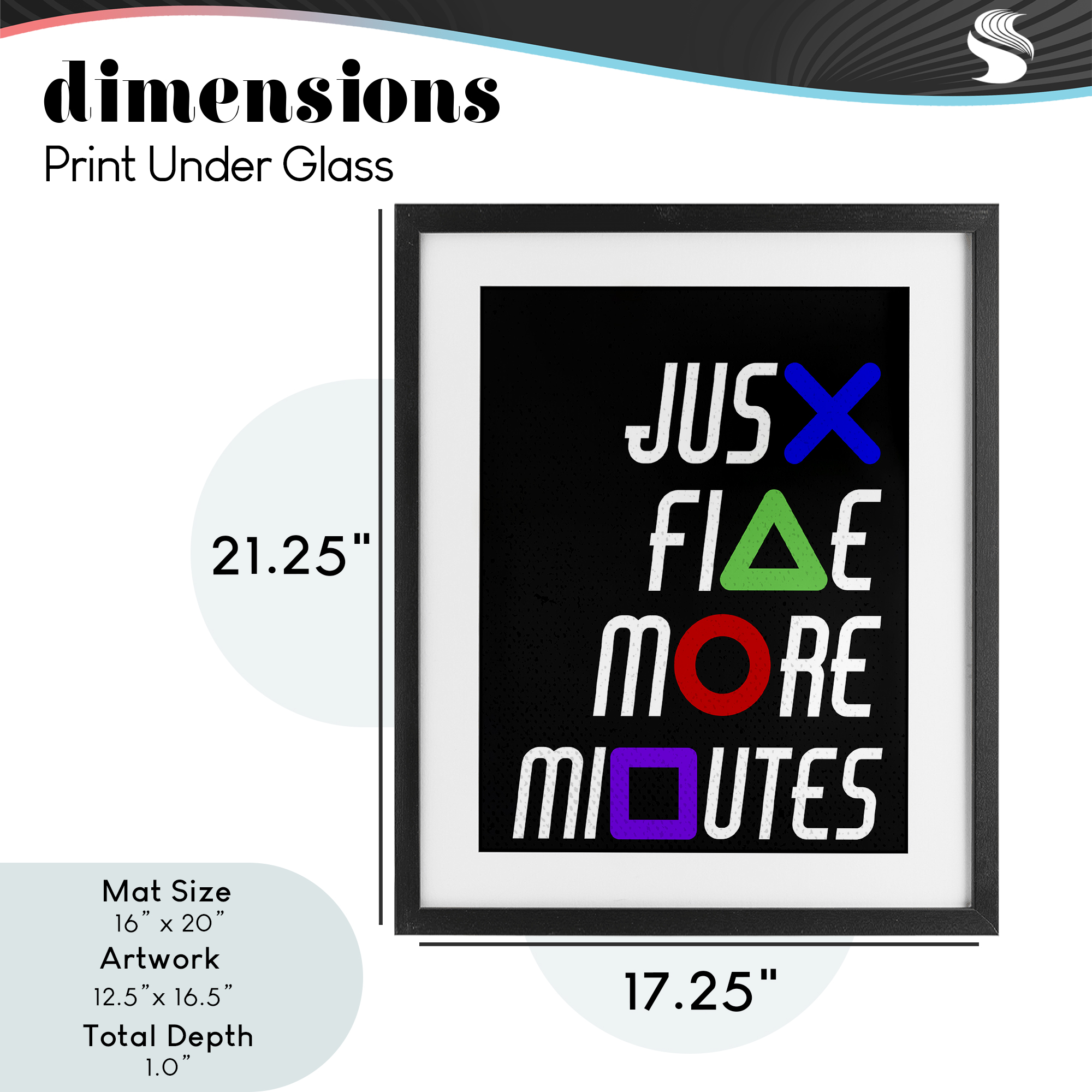 Just Five Minutes Gamer Buttons Black Framed Print Under Glass, design by Kim Allen