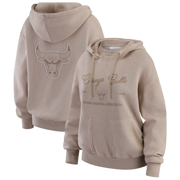 Women's WEAR by Erin Andrews Tan Chicago Bulls Washed Pullover Crewdie