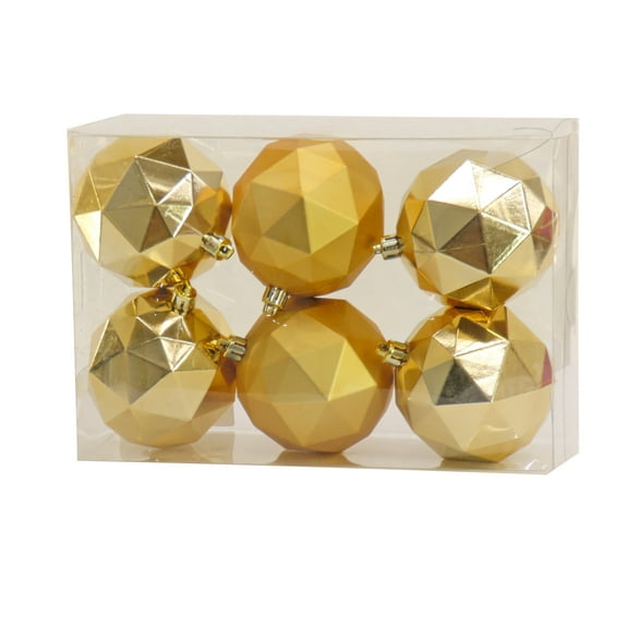 National Tree Company Christmas Ornaments, Gold, Geometric , Shatterproof , Set of 6
