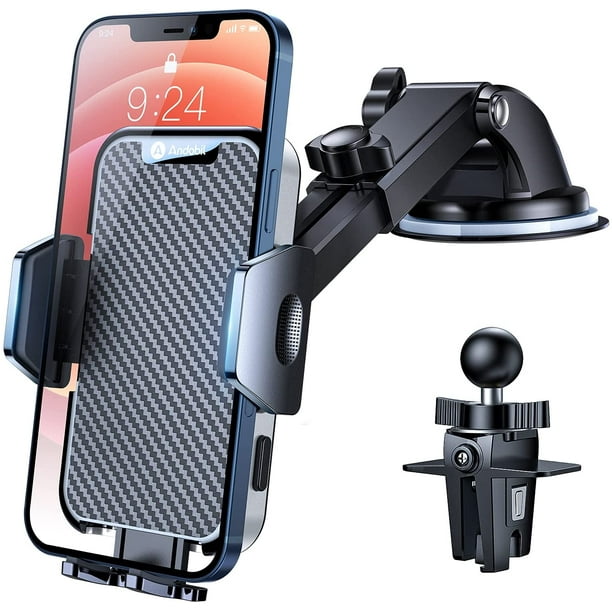 Andobil Support de téléphone de voiture [conçu pour iPhone] Le tout premier  support de téléphone à pince facile pour toutes les voitures, tableau de  bord, pare-brise, grille d'aération pour iPhone 12 Pro
