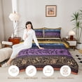 thumbnail image 3 of Homewish Boho Geometric Stripes Full Size Comforter Sets,Vintage Floral Bedding Comforter Set,Yellow,Black Reversible,3-Piece,1 Comforter and 2 Pillowcases, 3 of 7
