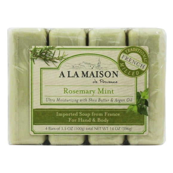 A La Maison - Traditional French Milled Bar Soap Value Pack Rosemary Mint - 4 Bars