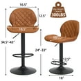 thumbnail image 2 of FIRAVOE Swivel Bar Stools Set of 3, Adjustable Barstools with Back (24"-33") Faux Leather Upholstered Counter Height Bar Stools for Kitchen Island, Brown, 2 of 8