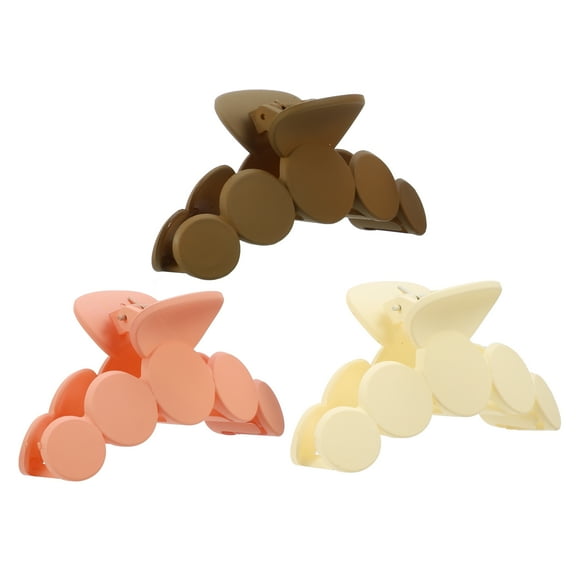 Unique Bargains 3pcs Plastic Hair Claws Hair Clip Hair Barrettes for Women White Brown Light Orange 3.94''x1.54''x1.77''