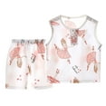 thumbnail image 2 of Lilgiuy Unisex Kids Boys and Girls Pajama Sets Summer Solid Color Cartoon Print Sleeveless with Shorts Sleepwear Pullover Loungewear for Bedtime(White,4-5 Years), 2 of 3
