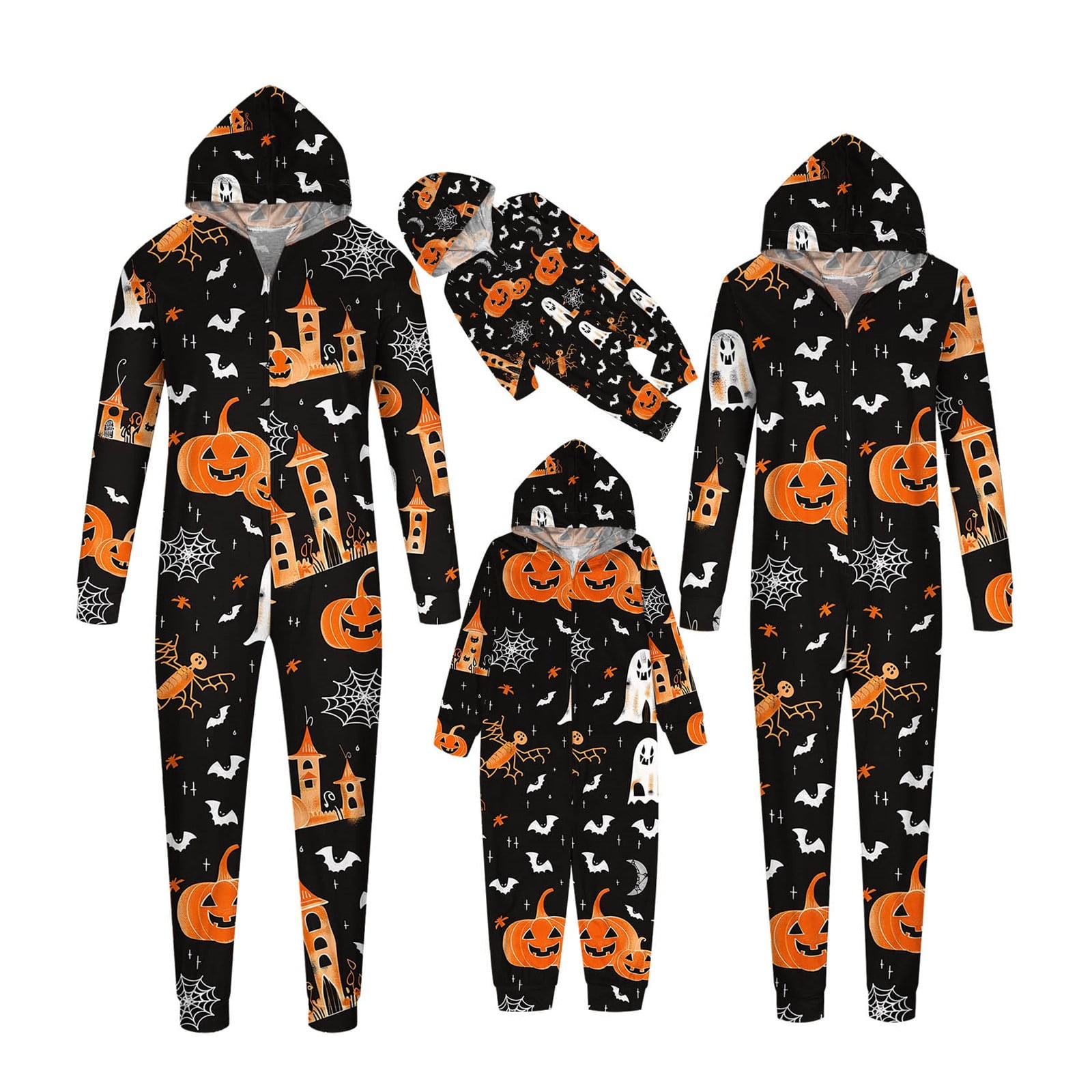 Pyjama Famille à Capuche Animaux – Combinaison Une Pièce, Polaire Douce, Pour Parents Et Enfants, Halloween Et Maison