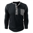thumbnail image 3 of Camisetas Henley de Larga Raglán para Hombre, Informales, Ajustadas y A . Negro L, 3 of 6