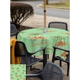 thumbnail image 5 of Outdoor Tablecloth with Umbrella Hole for Patio/Picnic/Party/Camping, Desert Camels Waterproof Table Cloth Square Cover Washable, Tropical Date Palm Trees Animal Green (54"x 54"), 5 of 8