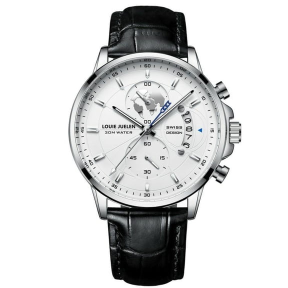 Men’s Quartz Chronograph Watch, Genuine Leather Strap Wrist Watch, 3ATM Waterproof Luminous Business Dress Watch