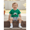 thumbnail image 5 of BemeyourBBs Toddler Baby Boy Mardi Gras Outfit Spring Summer Carnival Clothes Cute Tractor Embroidery Short Sleeve T-Shirt Top and Shorts Set, 5 of 9