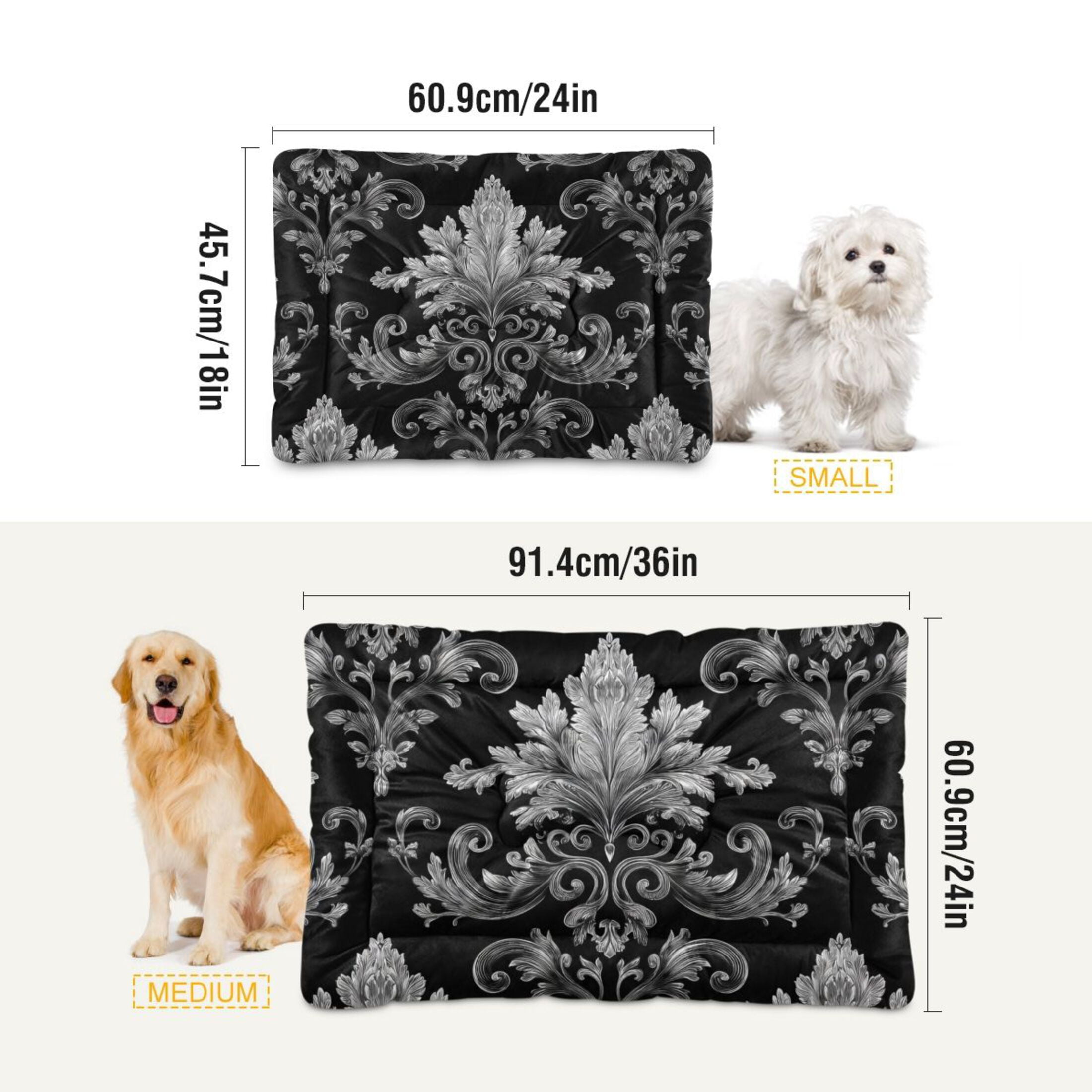 Cozy Mat Pet Bed Indoor Outdoor Warm Soft For Cat Dog Puppy(S/M) Intricate Silver Designs