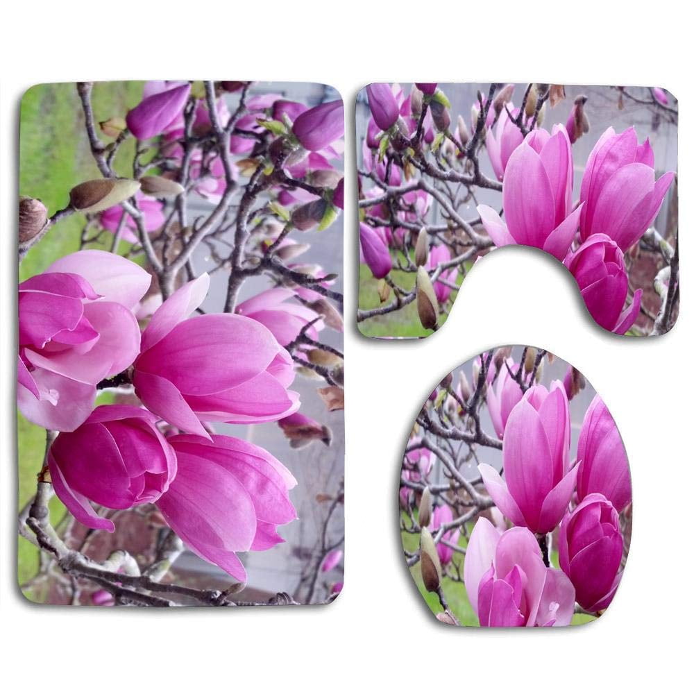 Erehome Beautiful Big Petals Magnolia Flower 3 Piece Bathroom Rugs Set Bath Rug Contour Mat And Toilet Lid Cover Walmart Canada
