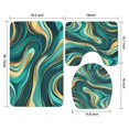 thumbnail image 3 of Teal and Gold Marble Swirls Pattern Bathroom Rugs Sets 3 Piece,Toilet Cover Set,Absorbent Non Slip Bathroom Mats Sets with U-Shaped Contour Rug Toilet Rug Set, 3 of 5