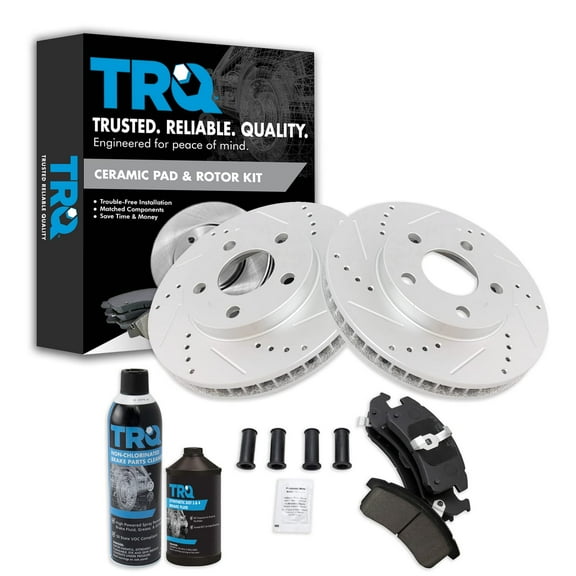 TRQ Ceramic Brake Pad & Performance Rotor Front Kit for Century Venture BKA21494 Fits select: 1996-1999 BUICK LESABRE, 1998-1999 OLDSMOBILE 88