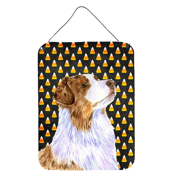 Carolines Treasures LH9059DS1216 Australian Shepherd Candy Corn Halloween Portrait Wall or Door Hanging Prints 12WX16H