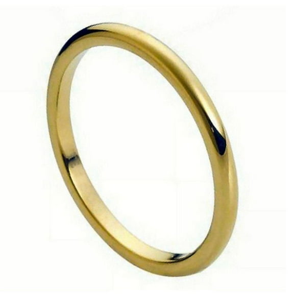 2mm Tungsten Carbide High Polished Yellow Gold Tone IP Plated Thin Band Wedding band Ring for Men and Ladies