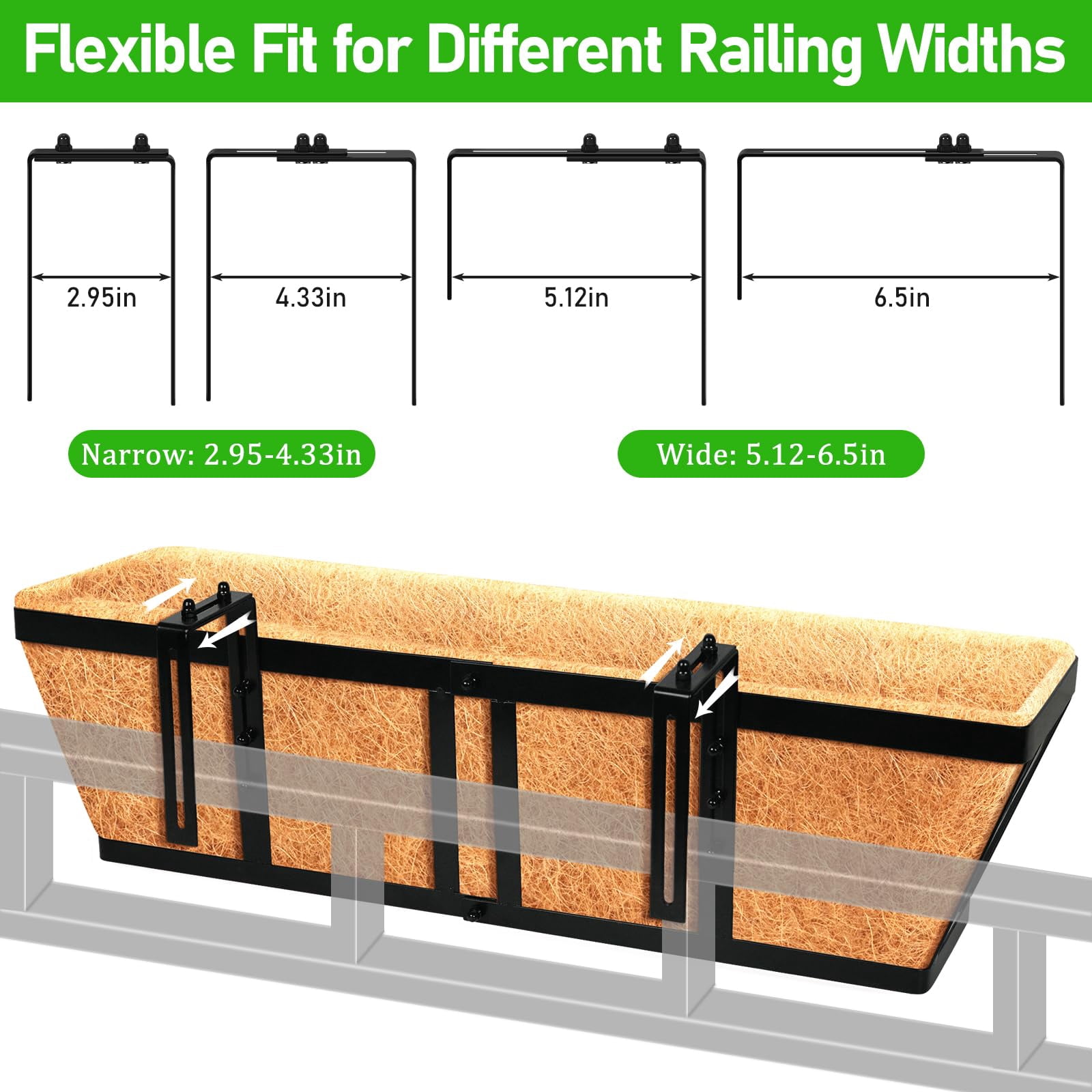 24in Metal Railing Window Box 2 Pack Indoor Outdoor Plant Planter
