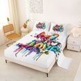 thumbnail image 2 of Manfei Dripping Butterfly Rainbow King Sheets, Graffiti Painting Bedding, White Purple, 4-Piece, 1 Flat Sheet, 1 Fitted Sheet and 2 Pillowcases, 2 of 6