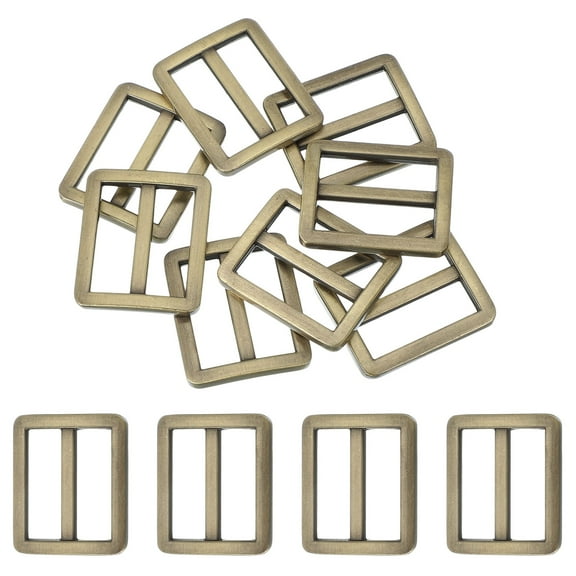 8pcs Flat Metal Slide Buckle, 1" Zinc Alloy Adjustable Buckles, Webbing Strap Fastener Tri Glide Adjuster Slider for Bags Backpack Purse Belts, Bronze