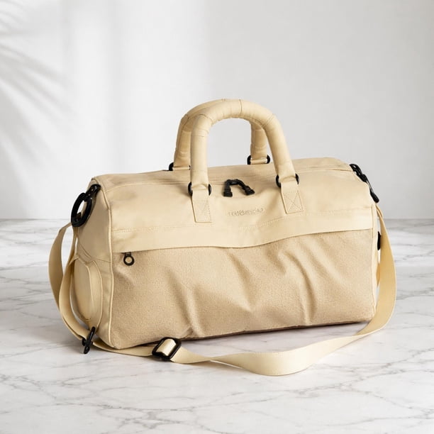 Bolsa de lona de viaje, bolsas de gimnasio, bolsa deportiva multiusos, impermeable, gran capacidad para Beige