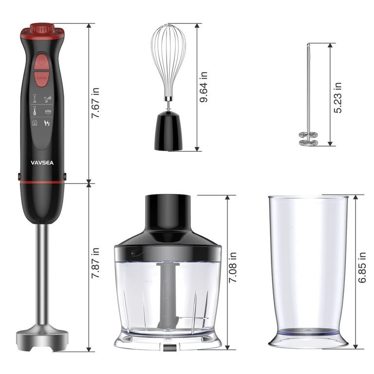  VAVSEA Hand Mixer, 1000W 5-in-1 Multi-function Kitchen Aid Hand  Immersion Blender with 500ml Chopping Bowl, Milk Frothier, Egg Whisk, 600ml  Beaker, 12-Speed Stick Blender Food Processor: Home & Kitchen
