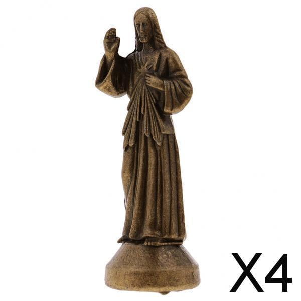 Estatuilla Religiosa Decoración Baoblaze Jesús Bronce 7cm 4 piezas
