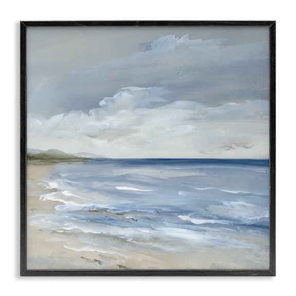 Stupell Industries Stormy Beach Landscape Landscape & Nature Painting Black Framed Art Print Wall Art, 12 x 12
