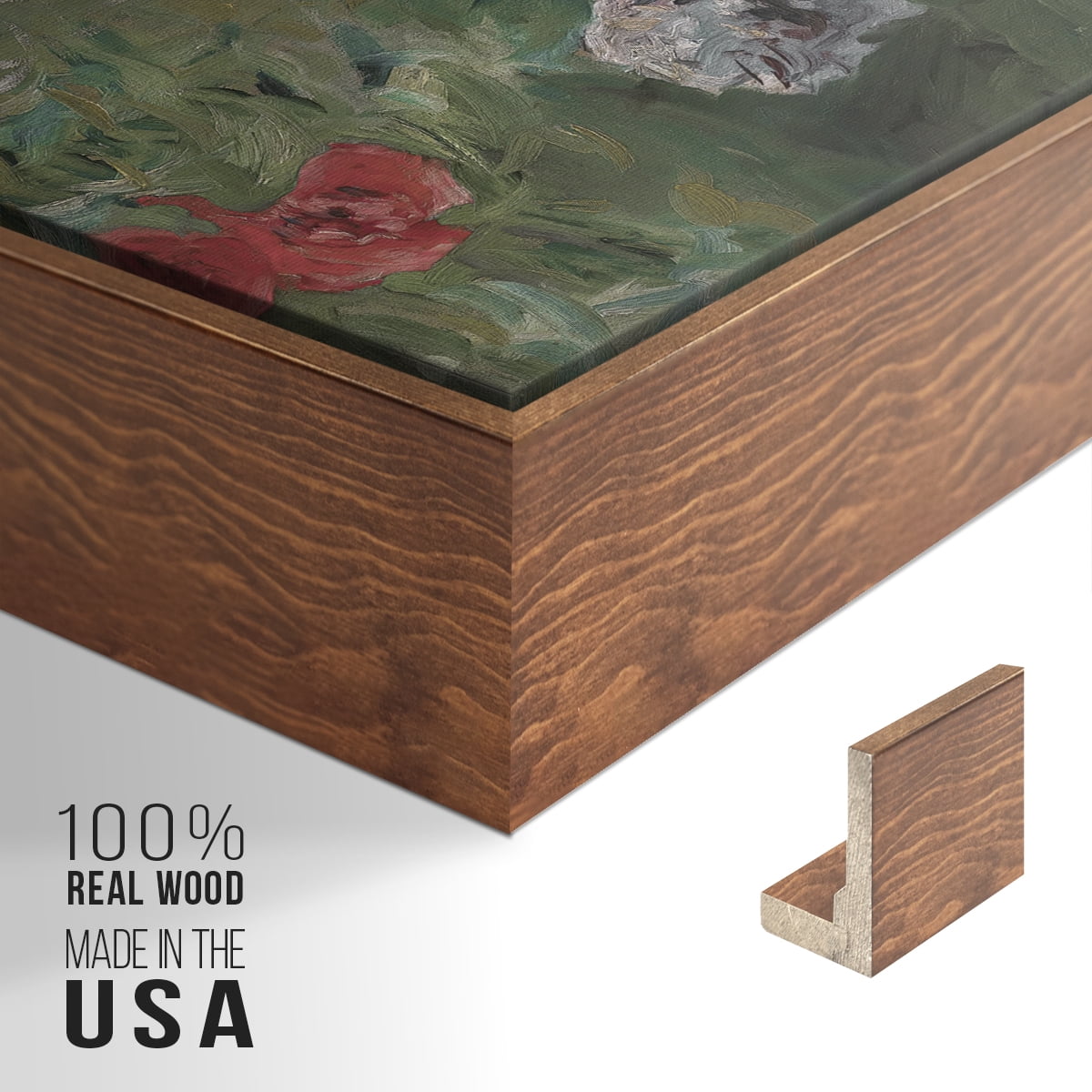 Vintage Botanical Print-XCV By Wexford Home Framed in Walnut Wood Gallery Wrapped Canvas 27 in. x 41 in.
