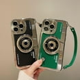 thumbnail image 3 of Electroplated Camera Phone Case with Hand Strap, Vintage Style Camera Design Phone Case for iPhone 14 13 12 11 Pro Max Case, 3 of 7