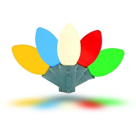 Led Christmas Replacement Bulbs C9 Novelty Lights 25 Pack C9 LED Ceramic Outdoor Patio Party Christmas Replacement Bulbs, 3 LED's Per Bulb, Plastic, Energy Efficient ()