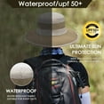 thumbnail image 3 of BLSCODE Men's Sun Hats UV Protection Summer Hat Wide Brim UPF50 Fishing Boonie Hat Waterproof Packable Bucket Cap Khaki, 3 of 7