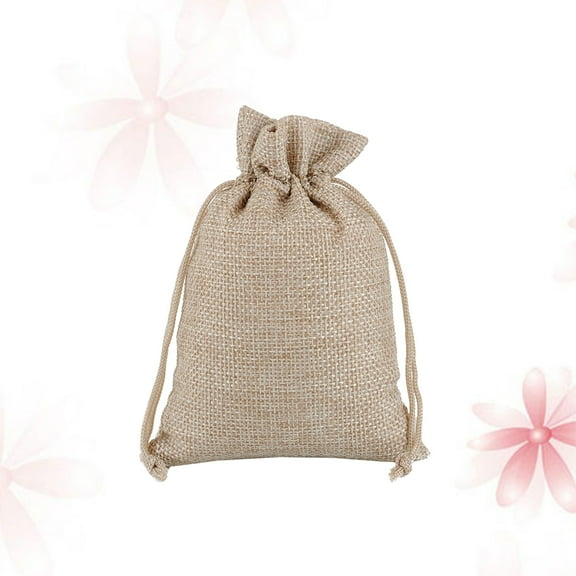 LULULION 10Pcs Reusable Burlap Bags Khaki Drawstring Aromatherapy Bags Breathable Lightweight Storage