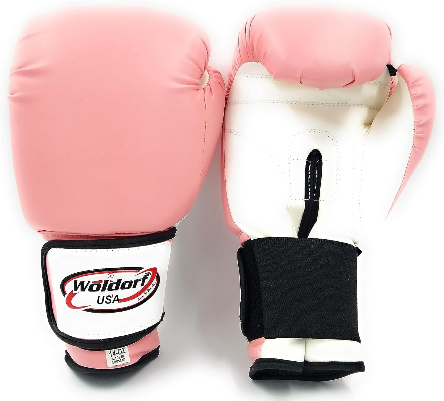 Woldorf USA Pink Boxing Gloves for Men and Women Heavy Essential Gel Boxing Punching Bag Gloves Kickboxing Sparring MMA Muay Thai Training Gloves Vinyl 10oz