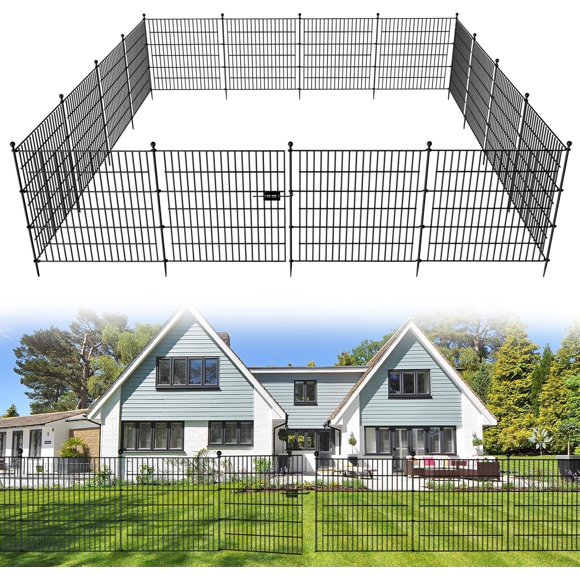 Panels No Dig Decorative Outdoor Garden Fence for Yard in(H) X ft(L) Animal Barrier Fencing Rustproof Metal Wire Panel Border for Dog Rabbits and Patio Temporary Ground Stake