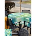 thumbnail image 4 of Easter Rabbit Silhouette Outdoor Tablecloth - 60x60 Inch Square Dining Table Cover, Spring Bunny Blue Green Ombre Waterproof Outdoor Table Cloth with Umbrella Hole & Zipper for Picnic/Patio/Party, 4 of 7