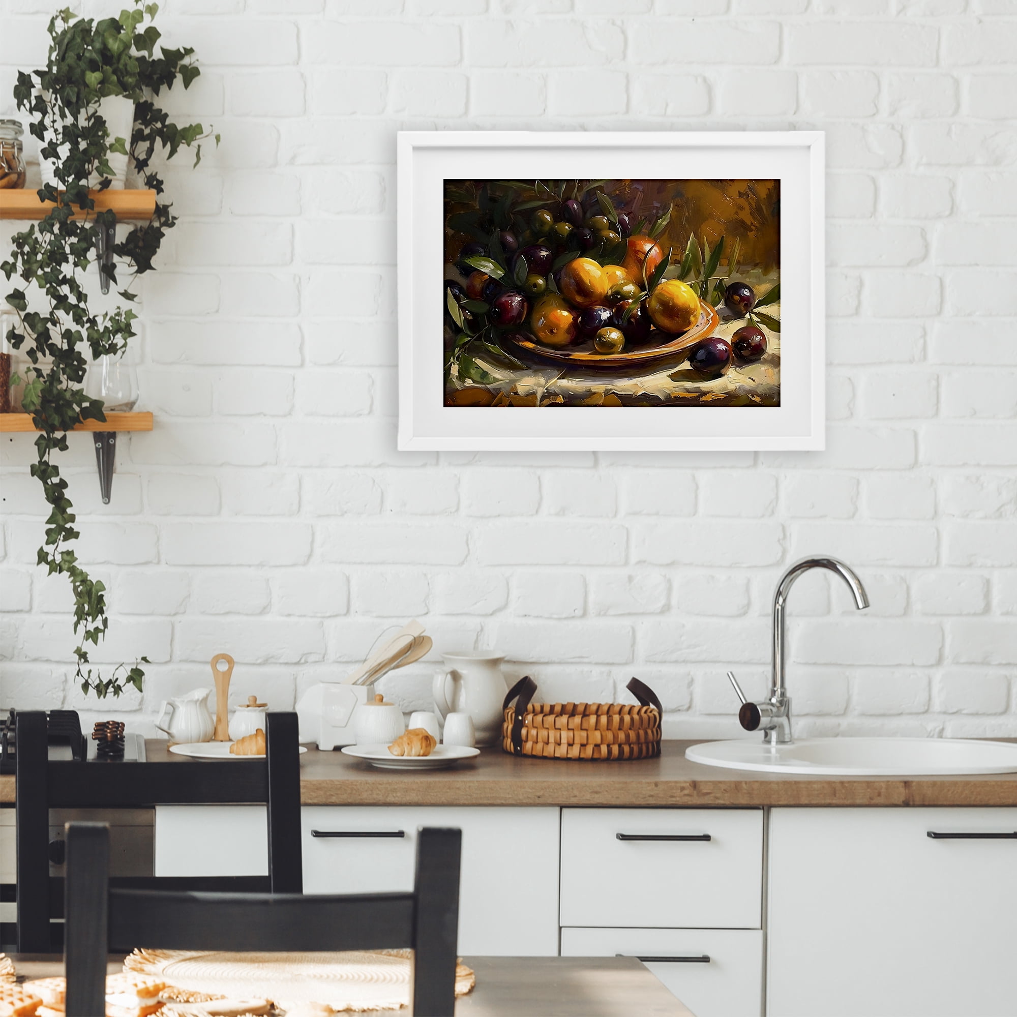 Stupell Industries Array of Olives & Citrus White Framed Print Under Glass, design by Creative Studio