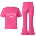 thumbnail image 4 of Back to School Outfits for Girls Size 6-12 Years Tween Girls Clothes 2PCS Sets Crop Tops & Flare Pants with Letter Print Summer Outfits, 4 of 4