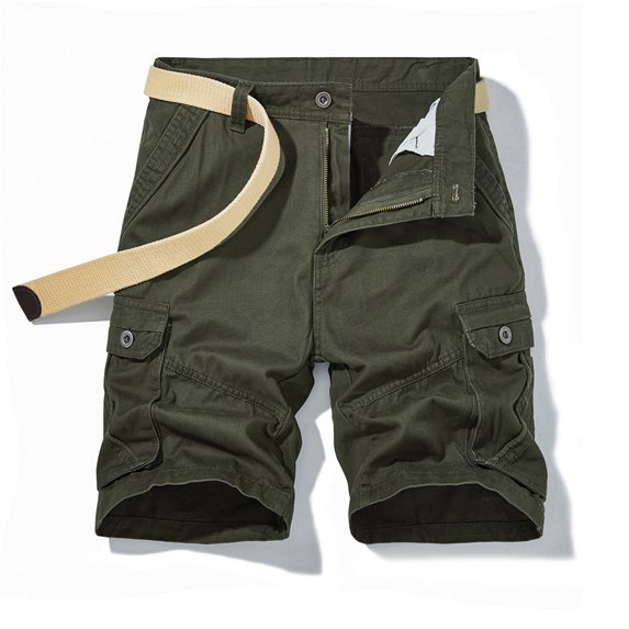 Abcnature Men's Athletic Shorts, Sports Gym Running Short Pants, Men Casual Solid Zipper Button Pockets Cropped Cargo Shorts, Cargo Casual Hiking Shorts Army Green XXL