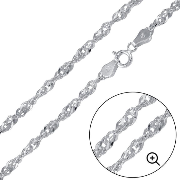 Sterling Silver 925 High Polished Singapore 060 Chain 3.3mm Made in Italy 16" Jewelry Female Unisex