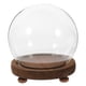 thumbnail image 1 of Cúpula de cristal transparente con flores preservadas y base de madera., 1 of 7