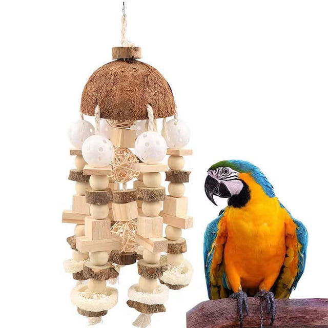 Jaulas para loros, juguetes para masticar, bloques para masticar de 22 pulgadas, madera natural, juguetes para masticar pájaros grandes, gris africano, Amazon (grande) brillar Electrónica